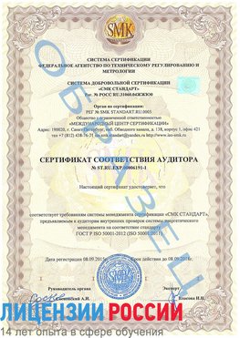 Образец сертификата соответствия аудитора №ST.RU.EXP.00006191-1 Красновишерск Сертификат ISO 50001
